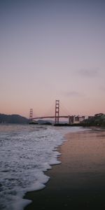 Naturaleza,Crepúsculo,Ondas,Oscuridad,Puente,Playa