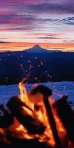 Bonfire,Nature,Crépuscule,Montagnes,Sombre,Paysage