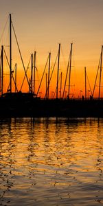 Crépuscule,Sombre,Port,Coucher De Soleil,Bateaux