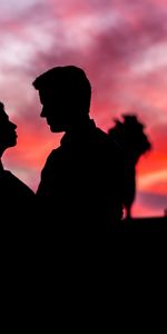 Coupler,Paire,Silhouettes,Crépuscule,Amour,Sombre,Romance