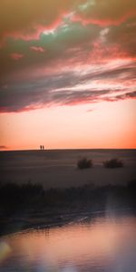 Twilight,Shore,Bank,Dusk,Hill,Nature,Silhouettes,People