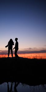 Twilight,Silhouette,Dusk,Together,Love