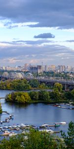 Ukraine,Rivers,Bridge,View,Cities,City,Kiev