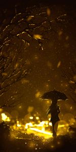 Umbrella,Silhouette,Night,Loneliness,Art