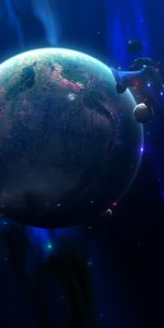 Universe,Asteroids,Spaceship,Planet,3D