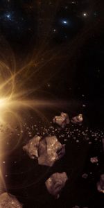 Universe,Glow,Asteroids,Planet,3D