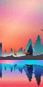 Vector,Art,Reflection,Winter,Animals,Forest