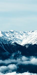 Vertex,Mountains,Fog,Snow Covered,Snowbound,Nature,Tops