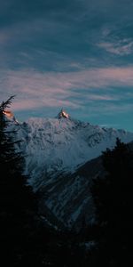 Vertex,Snow Covered,Snowbound,Nature,Mountains,Top,Dark