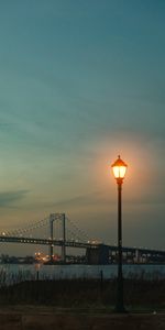 Lanterne,Soir,Vue,Lampe,Crépuscule,Pont,Nature