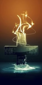 Water,Background,Fire,Crosses