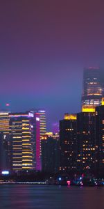 Water,Building,Night City,Cities,City,Violet,Purple