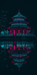 Water,Building,Reflection,Dark,Neon