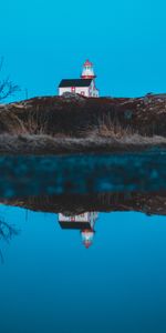 Water,Building,Reflection,Miscellanea,Miscellaneous,Lighthouse,Hill