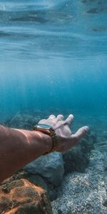 Water,Miscellanea,Miscellaneous,Submarine,Hand,Clock,Coral,Underwater