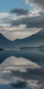 Water,Mountains,Clouds,Lake,Reflection,Nature