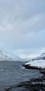 Nature,Eau,Montagnes,Banque,Rive,Neige,Paysage