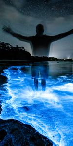 Water,Night,Silhouette,Luminescence,Glow,Dark