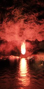 Water,Reflection,Bright,Miscellanea,Miscellaneous,Blazing,Flaming,Fire Ball,Fireball,Cave