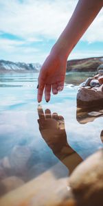 Water,Reflection,Hand,Miscellanea,Touching,Touch,Miscellaneous