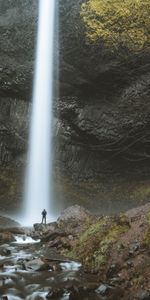 Water,Rivers,Rock,Nature,Silhouette,Waterfall