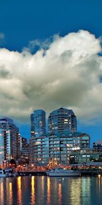 Villes,Ville,Imeuble,Bâtiment,Réflexion,Eau,Nuages,Pont,Sky,Rivières,Mer