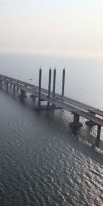 Water,Rivers,Sky,Sun,Reflection,Ripples,Ripple,Shandong Province,Jiaozhou Bay,Qingdao City,Qingdao Bridge,Tsingtao Bridge,Longest Bridge,Cities,City Of Tsingtao,China,Landscape