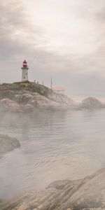 Agua,Las Rocas,Rocas,Costa,Niebla,Naturaleza,Faro