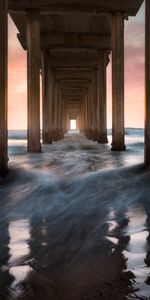 Water,Sea,Pier,Pillars,Posts,Nature,Waves