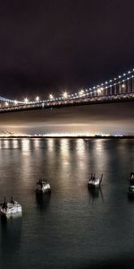 Water,Sky,Night,Lights,Shine,Light,Bridge,Gate,Goal,San Fracisco,Cities,Golden,Gold