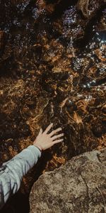 Water,Stones,Miscellanea,Miscellaneous,Touching,Touch,Transparent,Hand