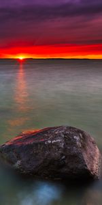 Water,Sunset,Rock,Horizon,Lake,Nature,Stone