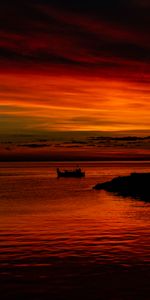 Coucher De Soleil,Eau,Silhouette,Mer,Sombre,Bateau