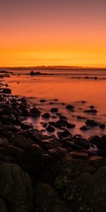 Water,Sunset,Stones,Horizon,Nature