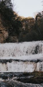 Water,Trees,Waterfall,Break,Precipice,Flow,Nature