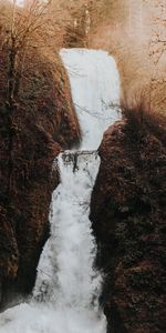 Water,Waterfall,Branches,Flow,Nature,Grass,Autumn