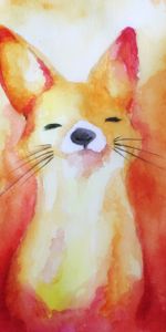 Watercolor,Nice,Sweetheart,Paints,Fox,Art