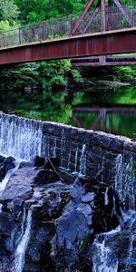 Waterfall,Bridge,Nature,Rivers,Landscape