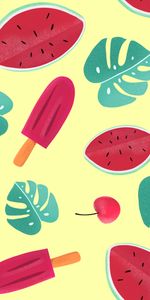 Watermelon,Strawberry,Leaves,Ice Cream,Textures,Texture,Patterns