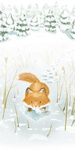 Neige,Un Renard,Hiver,Renard,Art