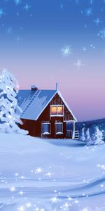 Winter,Art,Snow,Landscape,House