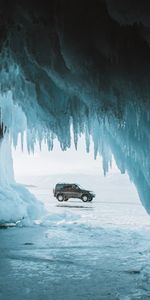 Winter,Cars,Uaz,Uaz Patriot,Ice,Car,Brown,Cave