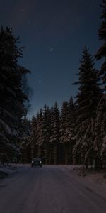 Ночь,Автомобиль,Дорога,Темный,Темные,Зима