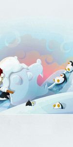 Winter,Hockey,Child,Hockey Stick,Merriment,Seal,Penguin,Fun,Art,Bears