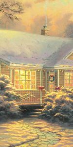 Winter,Houses,New Year,Landscape,Pictures,Christmas Xmas