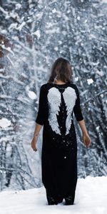 Winter,Miscellaneous,Forest,Garden,Miscellanea,Wings,Angel,Girl