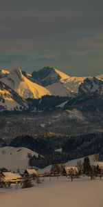 Winter,Mountains,Nature,Houses,Snow