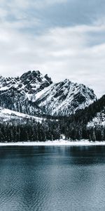 Winter,Mountains,Snow,Lake,Nature