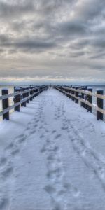 Winter,Nature,Bridge,Sea,Landscape