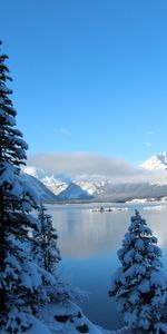 Winter,Nature,Mountains,Lake,Snow